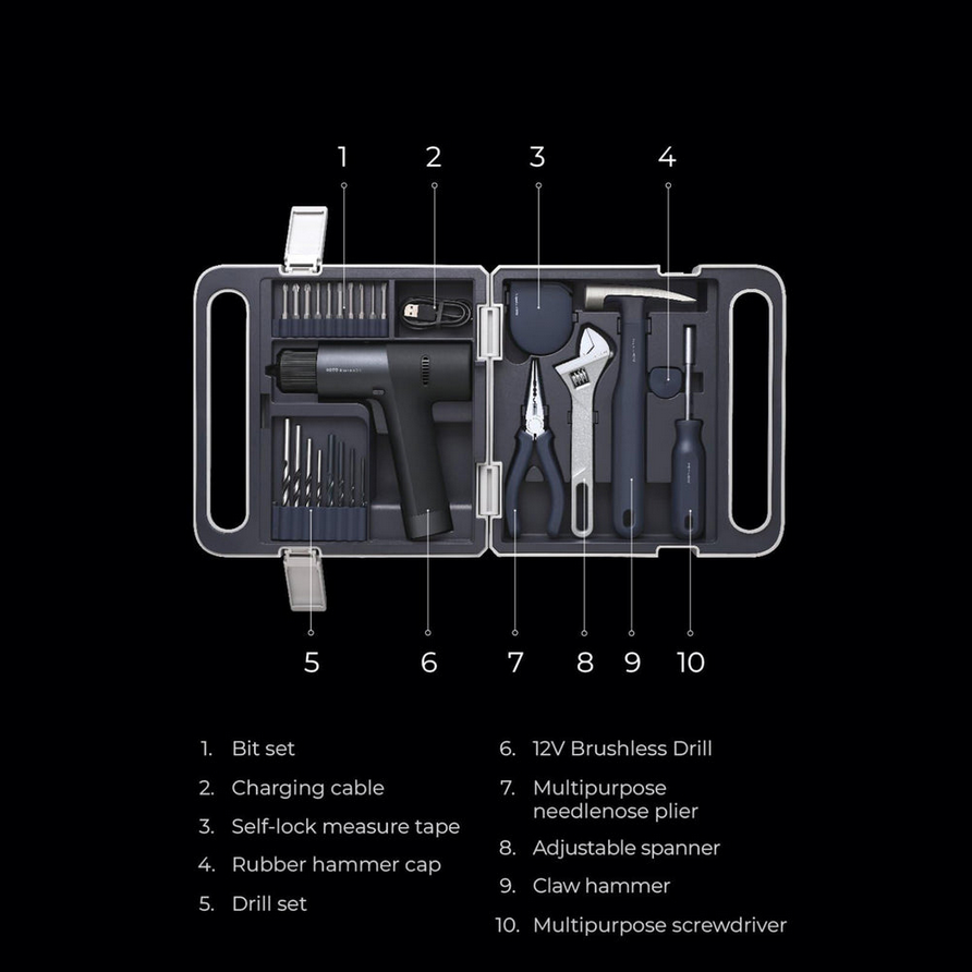 کیت جعبه ابزار شیائومی هوتو مدل Hoto 12V Brushless Drill Tool QWDZGJ002