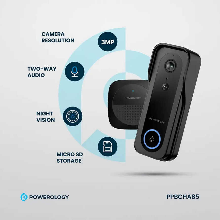 زنگ درب هوشمند پاورولوژی مدل Powerology Smart Doorbell Camera