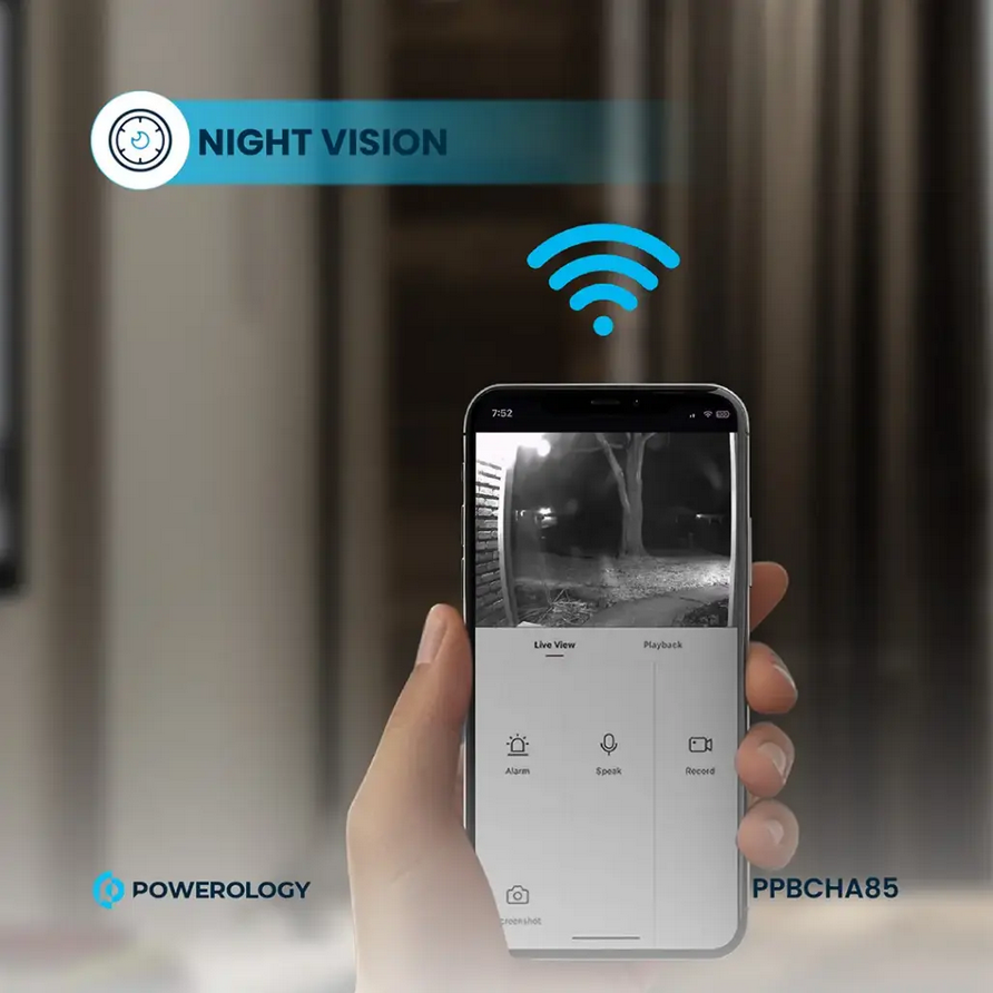 زنگ درب هوشمند پاورولوژی مدل Powerology Smart Doorbell Camera