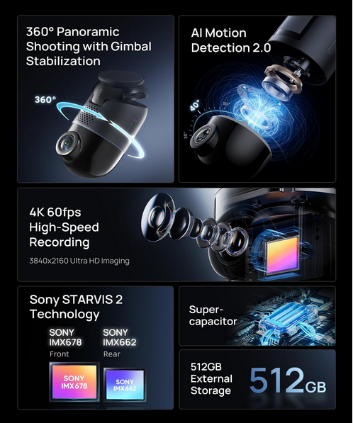 دوربین ثبت وقایع خودرو شیائومی سونتی می مدل 70mai Dash Cam X800