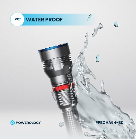 چراغ قوه پاورولوژی مدل Powerology 4000mAh Waterproof LED Flashlight