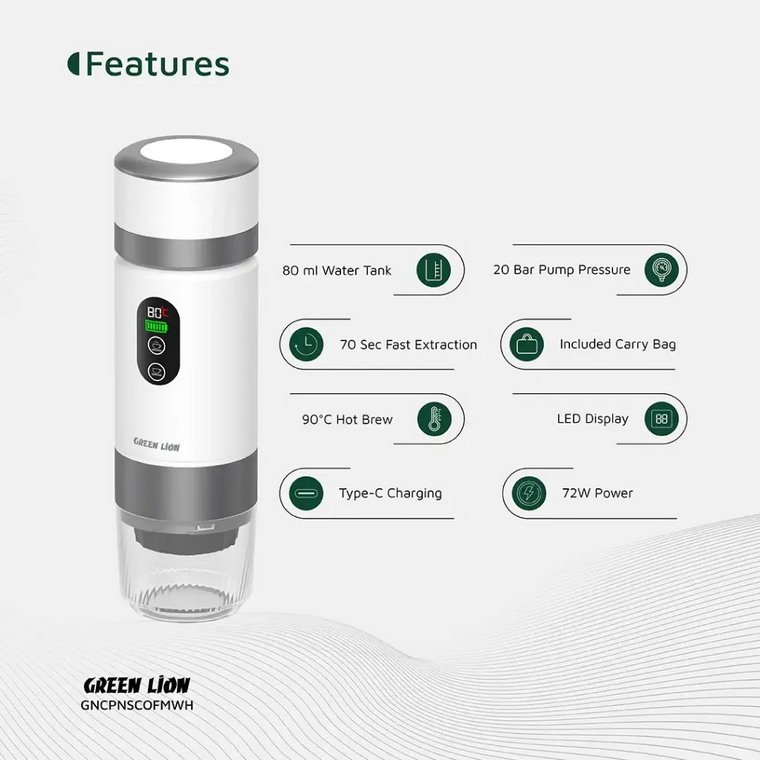 اسپرسو ساز گرین لاین مدل Green Lion Campinas Portable Coffee Maker 80mL