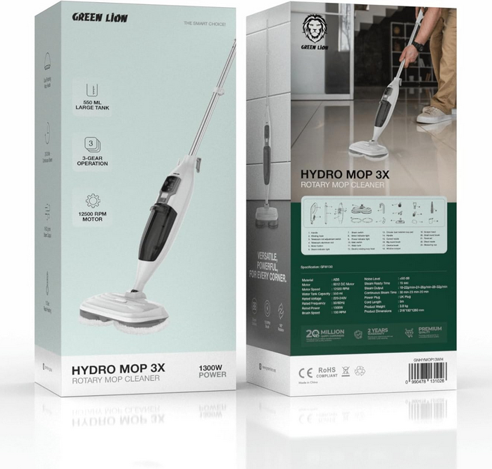 تی بخار گرین لاین مدل Green Lion Hydro Mop 3X Rotary Mop Cleaner 1300W