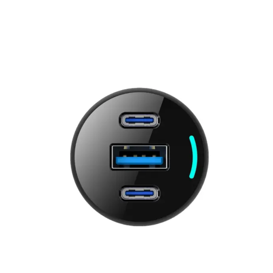 شارژر فندکی پاورولوژی مدل Powerology PD65W + PD20W + QC18W LED Triple Ports Car Charger