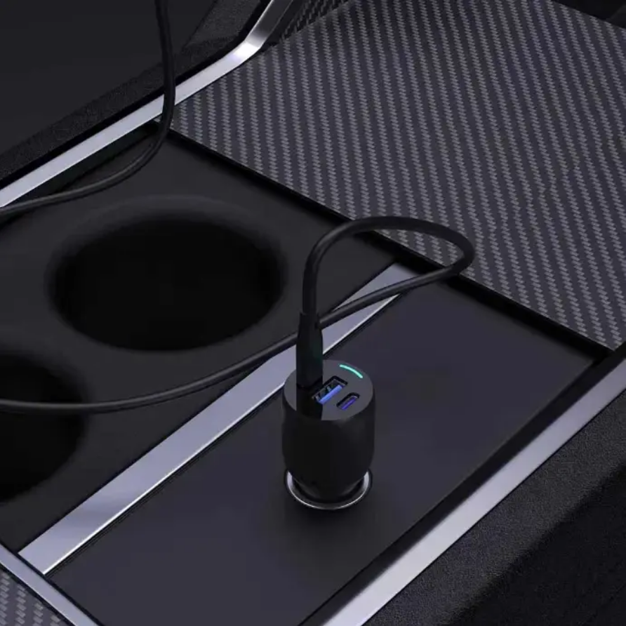 شارژر فندکی پاورولوژی مدل Powerology PD65W + PD20W + QC18W LED Triple Ports Car Charger