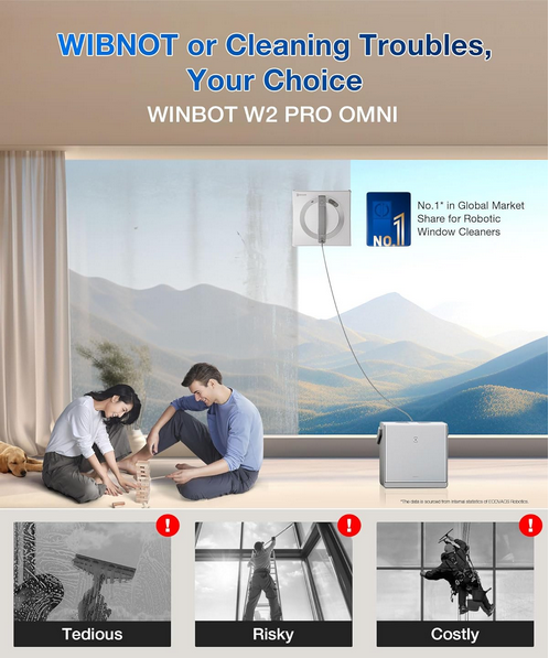 شیشه شوی رباتیک اکووکس مدل Ecovacs Winbot W2 Pro Omni Window Cleaning Robot