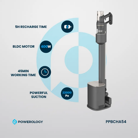 جارو عصایی تخلیه خودکار پاورولوژی مدل Powerology Cordless Vacuum Auto-Disposal Charging