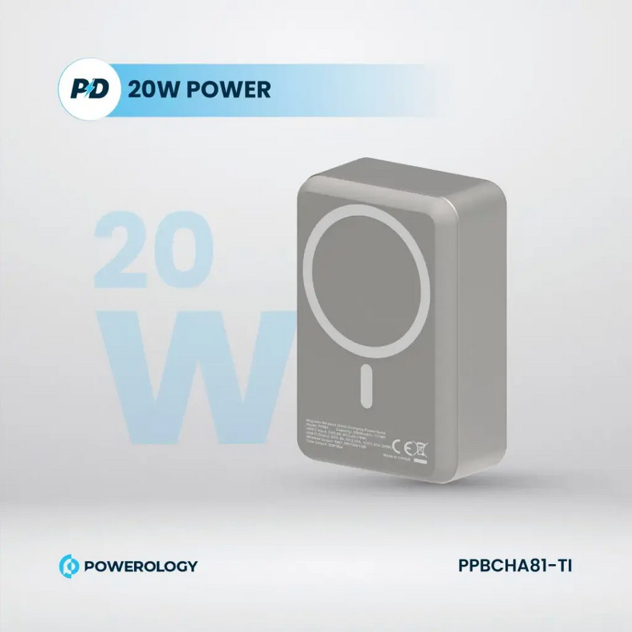 پاور بانک پاورولوژی مدل Powerology 30000mAh MagSafe Aluminum Power Bank