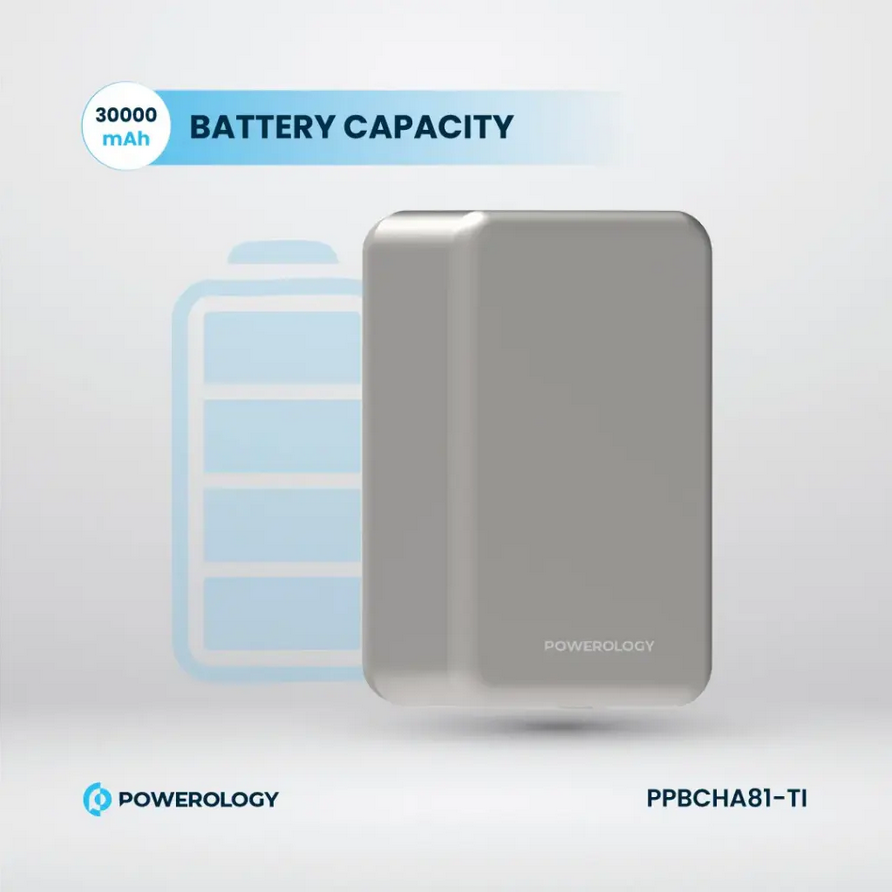 پاور بانک پاورولوژی مدل Powerology 30000mAh MagSafe Aluminum Power Bank