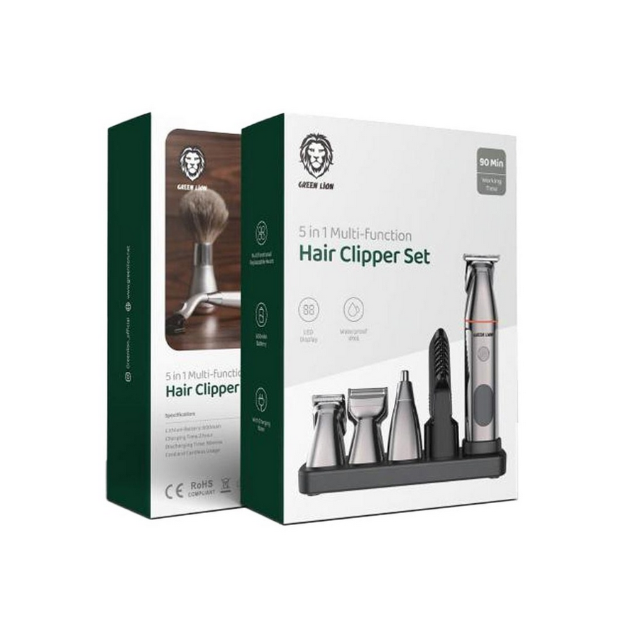 ست ماشین اصلاح گرین لاین مدل Green Lion 5 In 1 Multi-Function Hair Clipper Set