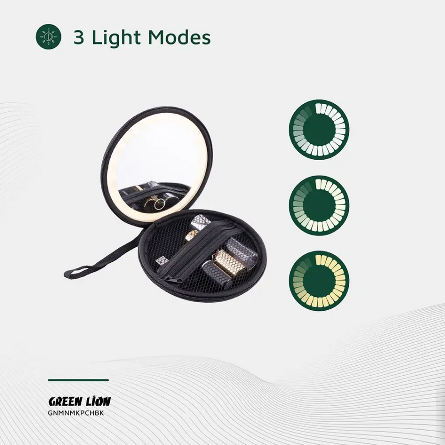 کیف و آینه آرایشی گرین لاین مدل Green Lion Mini Makeup Pouch
