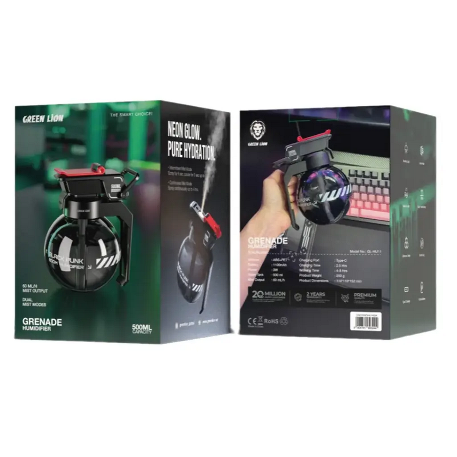 خوشبو کننده و رطوبت ساز گرین لاین مدل Green Lion Grenade Humidifier 500mL