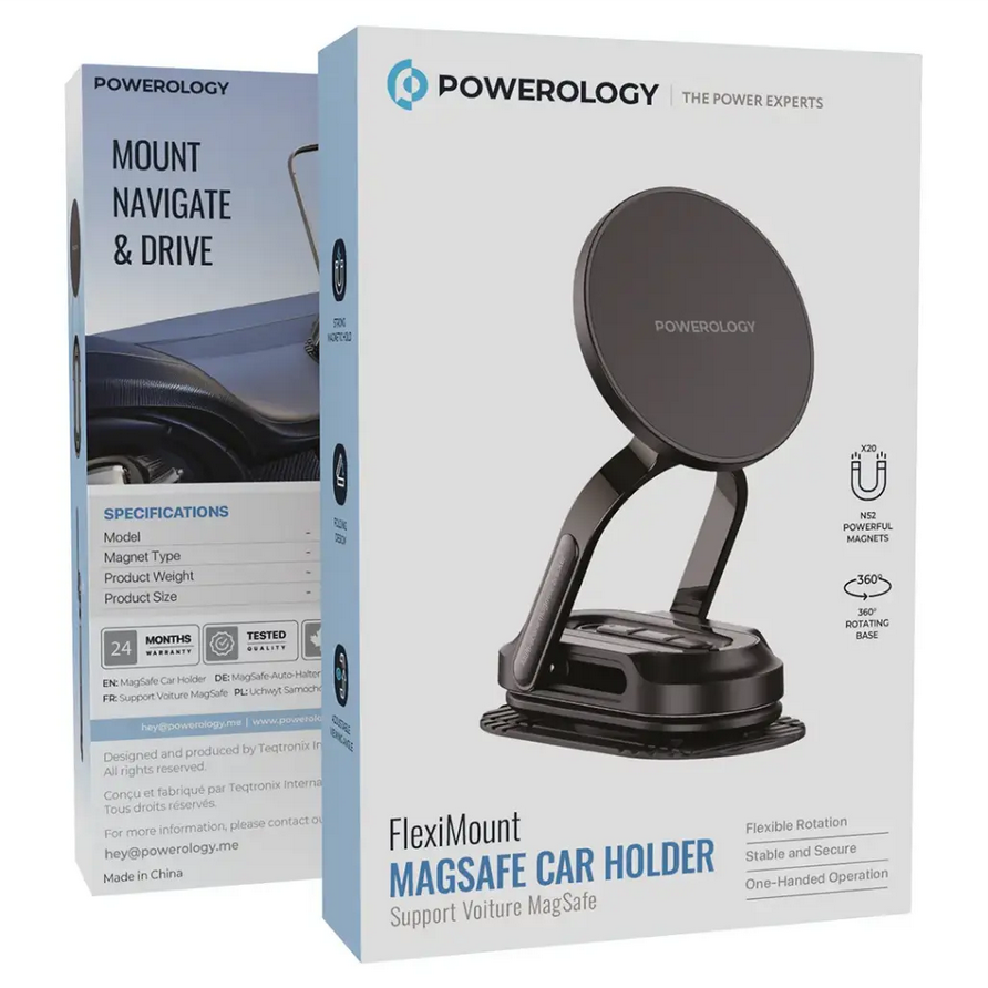 هولدر موبايل خودرو مگ سیف پاورولوژی مدل Powerology FlexiMount MagSafe Car Holder