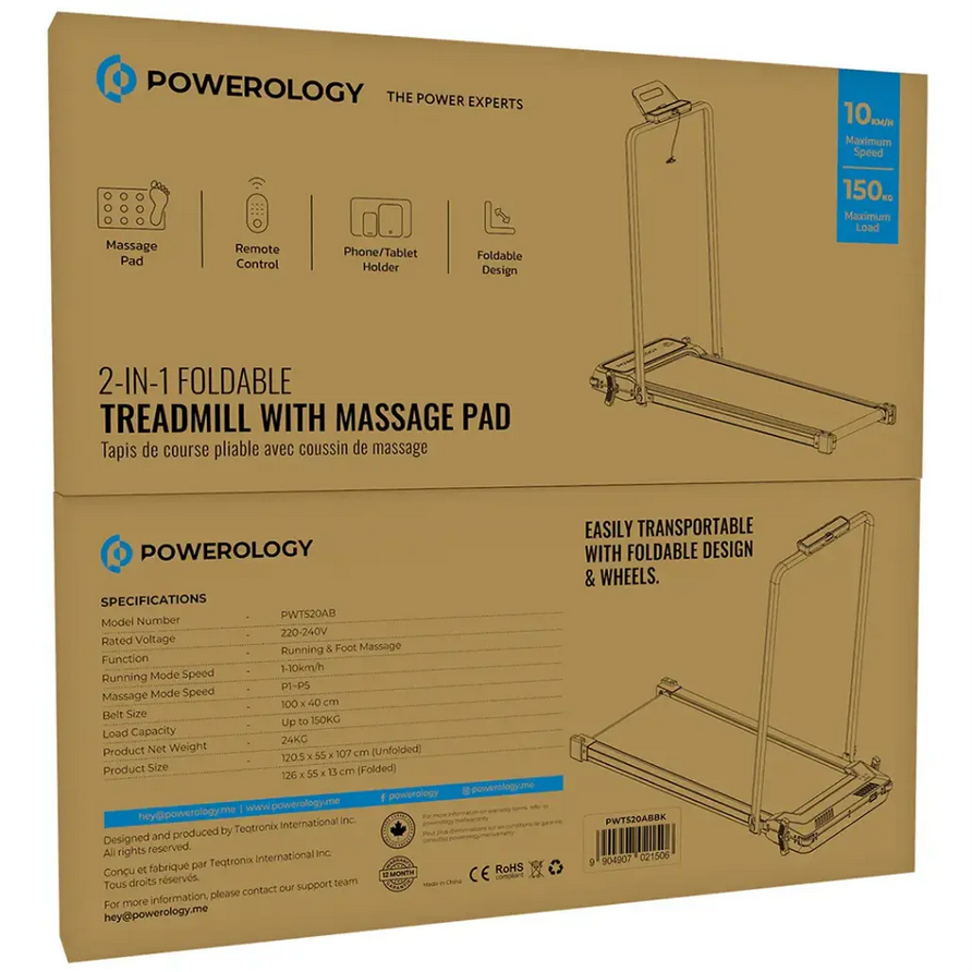 تردمیل تاشو همراه با پد ماساژ پاورولوژی مدل Powerology 2-In-1 Foldable Treadmill With Massage Pad
