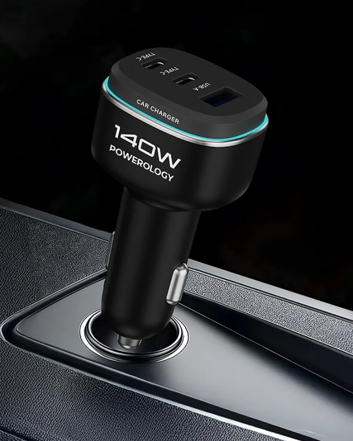 شارژر فندکی پاورولوژی مدل Powerology 140W Car Charger PCCSR025