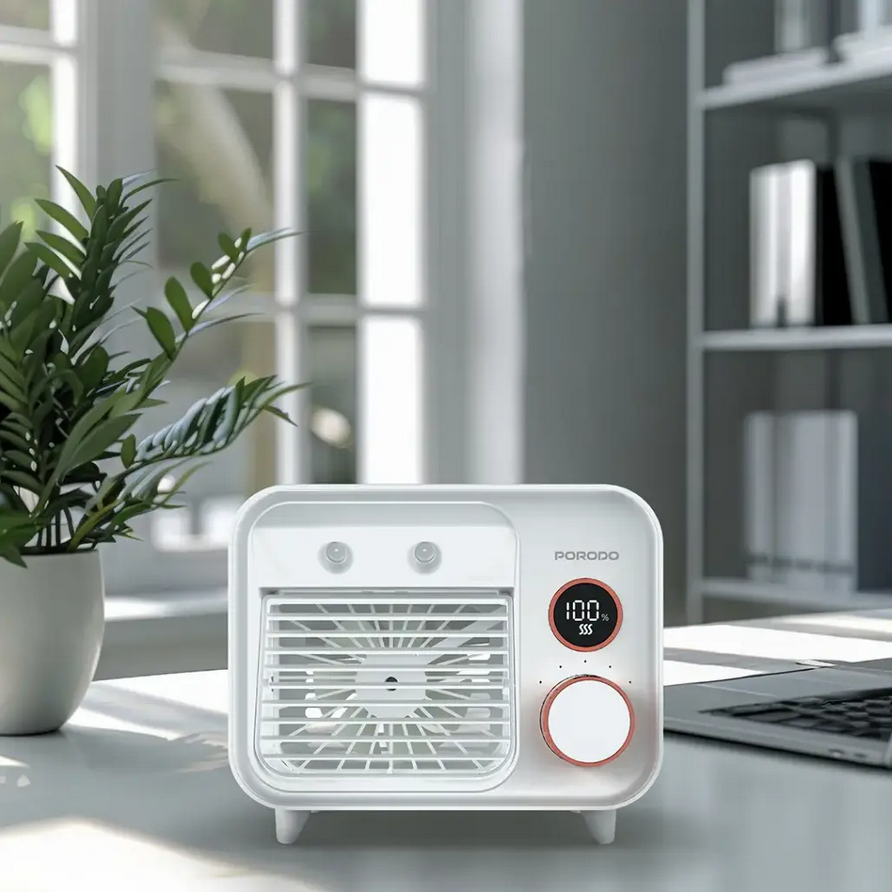 مینی پنکه شارژی رومیزی مه پاش پرودو مدل Porodo Lifestyle Mini Mist Fan PDF853WH